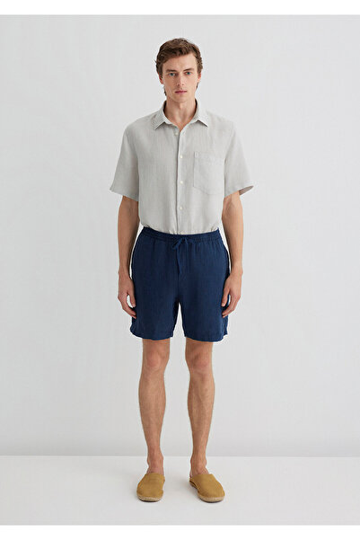 Mavi Navy Blue Linen Shorts 0410103-82183