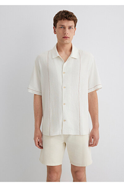 Mavi Linen Blend Ecru Shirt Loose Fit / Relaxed Fit 0211597-70058