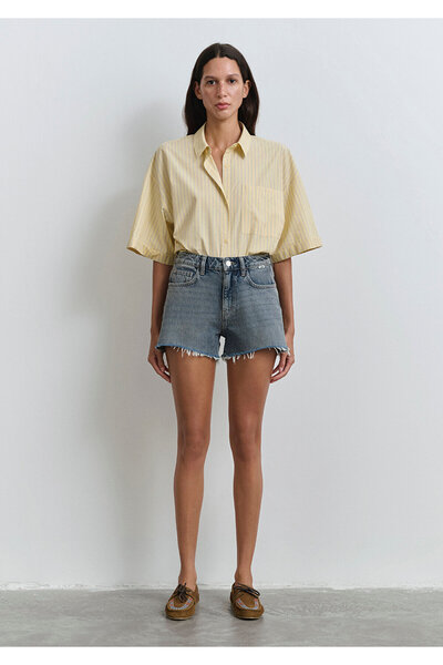 Mavi Rosie 90lar Puslu Indigo Mavisi Jean Şort 1447489740