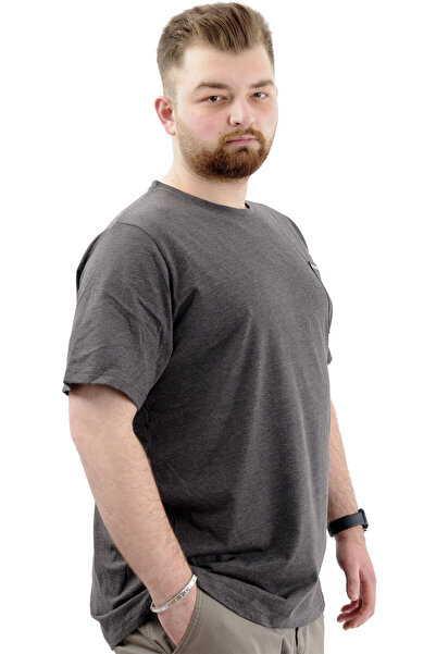 ModeXL Plus Size Mode XL Men's Cotton Crew Neck T-Shirt - CHANGE U24050 Antramelange