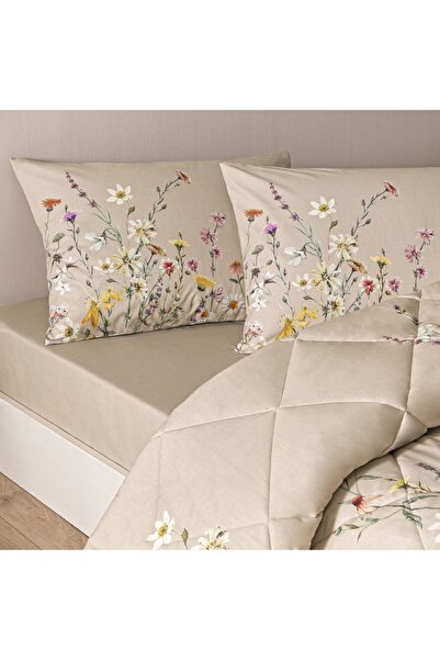 Taç Lunel Ranforce Double Quilt Set Beige