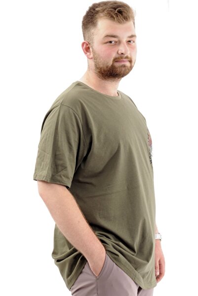 ModeXL Men's T-shirt - Mode Xl, PlUs Size, Printed, Crew Neck, Cotton CHANGE U24084 KHaki