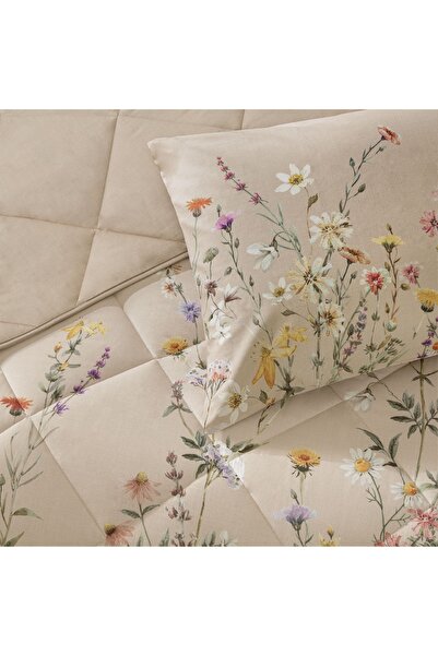 Taç Lunel Ranforce Double Quilt Set Beige