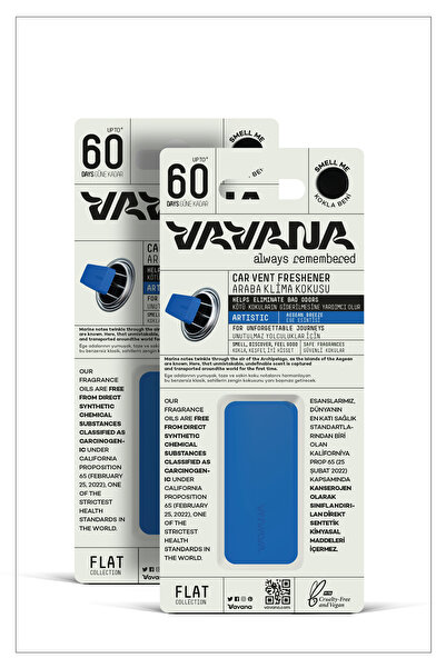 VAVANA Araba Klima Kokusu, Flat Oto Kokusu, 60 Gün Etkili Araç Kokusu 2'li Se...