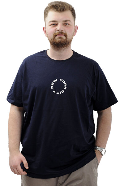 ModeXL Men's Printed T-shirt - Mode XL, Crew Neck, Cotton, NEW YORK U24081 Navy Blue