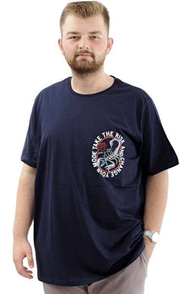 ModeXL Navy Printed Mode XL Large Size Men's Cotton Crew Neck T-shirt - CHANGE U24084
