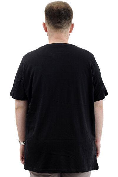 ModeXL Ανδρικό βαμβακερό μπλουζάκι - King Size, απαλή υφή, εμπριμέ BELIEF U24085 Μαύρο