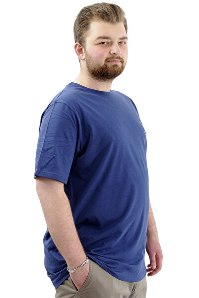 ModeXL Чоловіча футболка з великим розміром та велосипедним коміром - Mode XL, бавовняна, з принтом, NYC U24068 Indigo