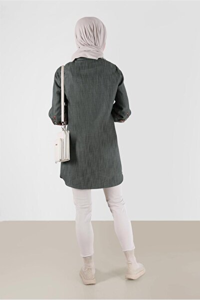 TRENDTESETTÜR Khaki Shirt Collar Tunic - Women's t 42432