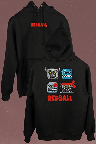 Kendim Seçtim Hanorac negru Red Ball Red Ball Redball față și spate cu imprim...