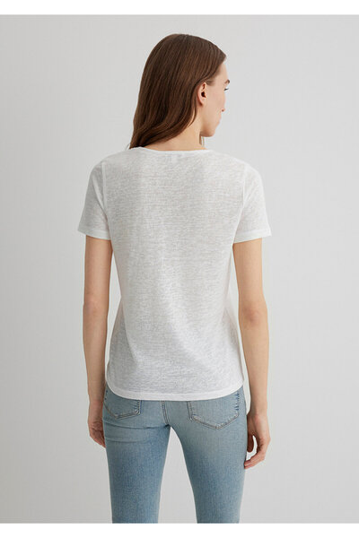 Mavi Lace Detailed White T-Shirt Slim Fit 1612752 -70057