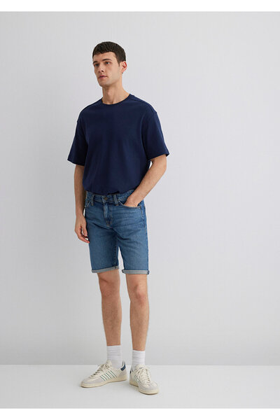 Mavi Tim Street Gölgeli Indigo Mavisi Jean Şort 0428487143