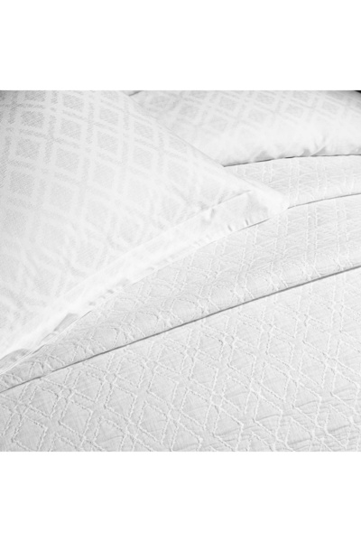 Taç Eleanor Jacquard Bedspread Double Duvet Cover Set (White)