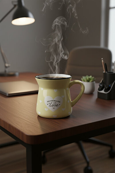 Elista Ceramic Cup with Handle Heart Pattern Colorful 150 Cc