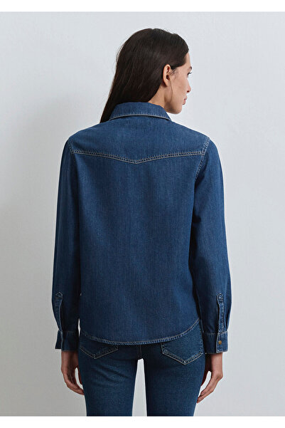 Mavi Angela Classic Denim Koyu Mavi Jean Gömlek Fitted / Vücuda Oturan Kesim 1210819-89252