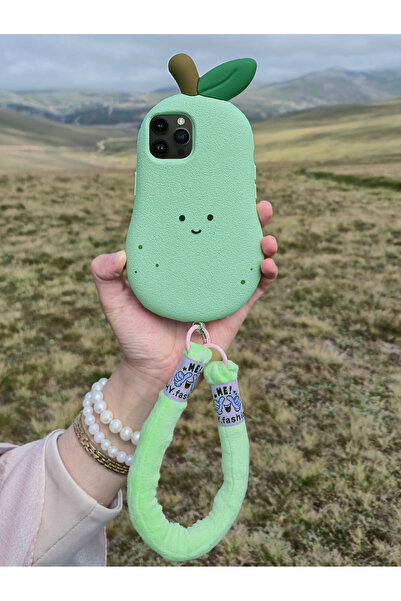 Mood Accessories iPhone 13 Pro Max Uyumlu Yeşil Armut Desenli Askılı Silikon ...