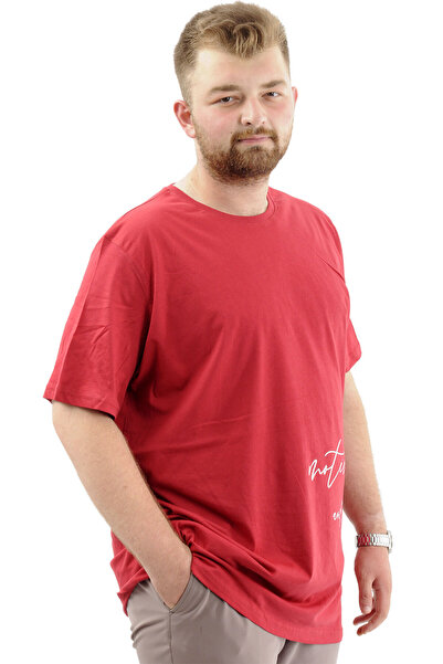 ModeXL Belief U24085 Claret Red Men's Cotton T-shirt - Soft Texture, King Size