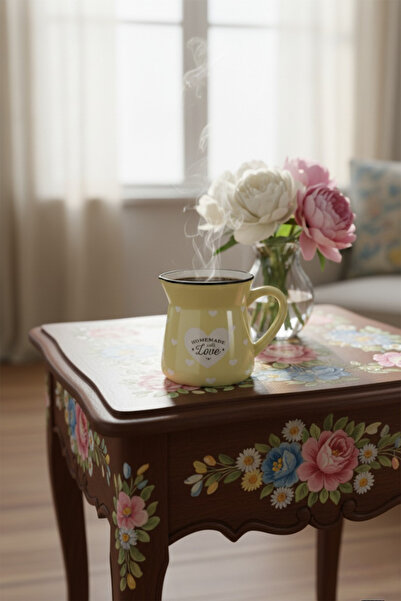 Elista Ceramic Cup with Handle Heart Pattern Colorful 150 Cc