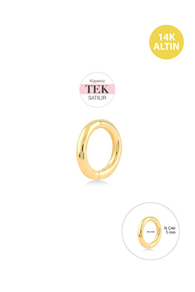 KURSHUNI Sade Clicker 5,0 mm (16 Gauge), 14KAltın Kıkırdak Küpe/Piercing (TEK...