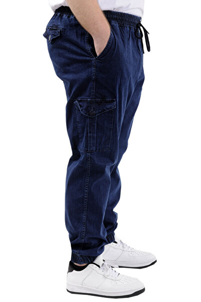 ModeXL Men's Jogger Jeans - Large Size, Cargo Pocket, Navy Blue TORONTO 23917