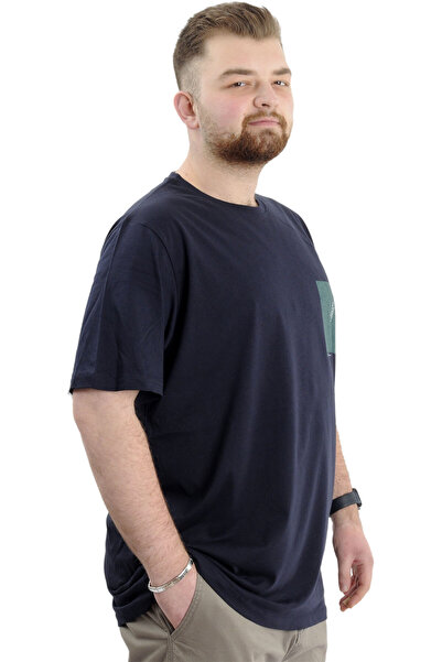 ModeXL Синя Mode XL великий розмір чоловіча футболка з велосипедним коміром - REFILL U24044