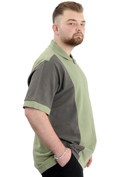 ModeXL Men's Polo Neck T-Shirt - Plus Size, Color Block, U24327 Cagla