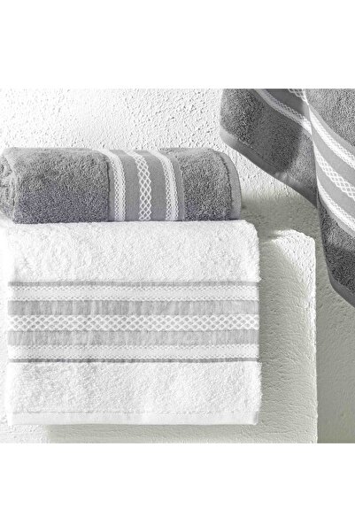 Taç Rope Pure Cotton Cotton Turkish Bath Set White Anthracite
