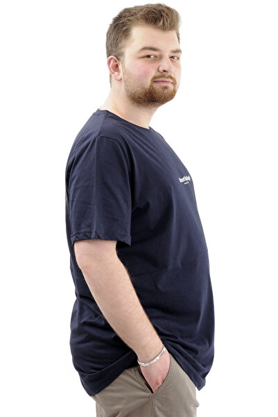 ModeXL Men's T-Shirt - Mode XL, Plus Size, Crew Neck, Printed, Navy VAN GOGH U24040