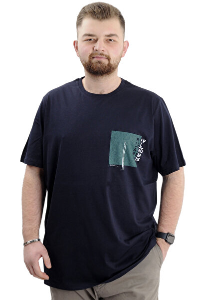 ModeXL Синя Mode XL великий розмір чоловіча футболка з велосипедним коміром - REFILL U24044