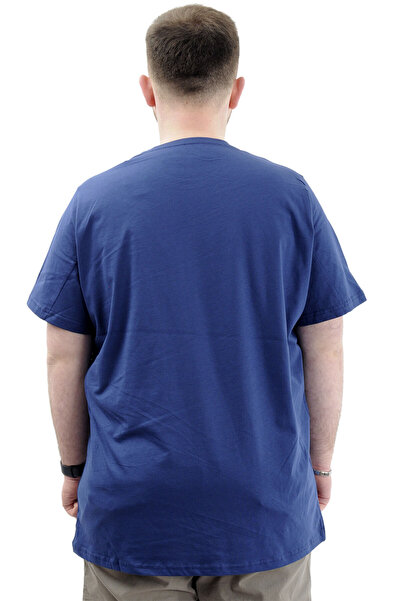 ModeXL Чоловіча футболка великого розміру Indigo - бавовняна, з принтом, з круглим вирізом NUMBER U24051