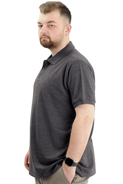 ModeXL Men's Polo Neck T-Shirt - Plus Size, Anthracite, U24328