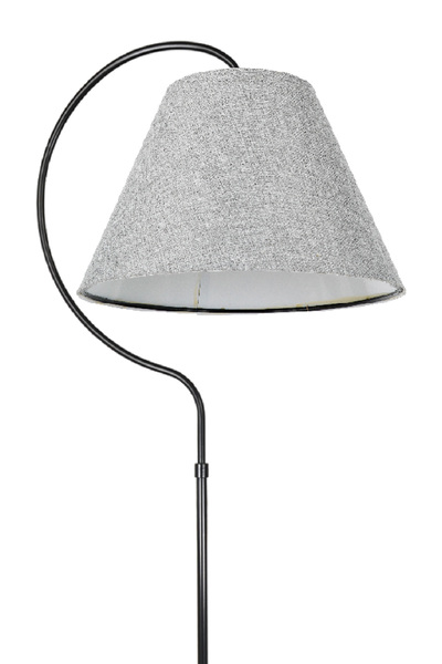 VENON Tek Ayaklı Lambader Silver Mia Elips Siyah Metal Gövde Açık Gri Kumaş Şapka Salon Köşe Lambası