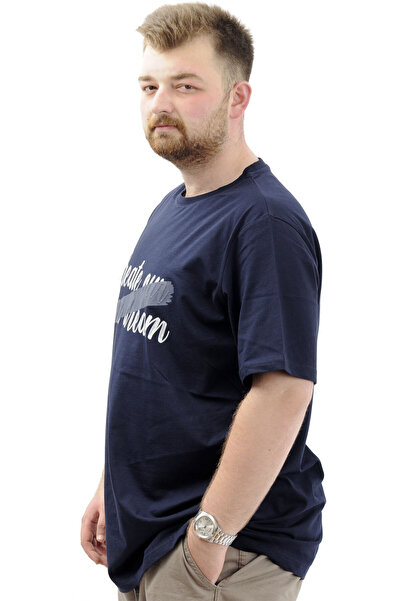 ModeXL Чоловіча футболка - Mode XL, великий розмір, з принтом, бавовняна, з круглим вирізом, синя CREATE U24079