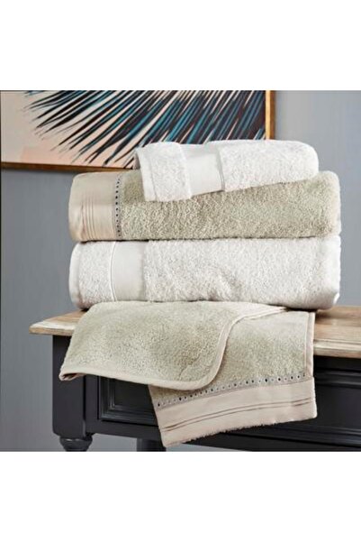 Taç Gabrıella Pure Cotton Cotton Family Bathrobe Set Stone Ecru