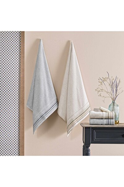 Taç Natural Dreams Cotton Turkish Bath Set Beige-Grey