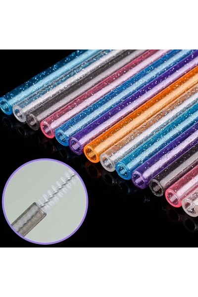 Yenigeldi 6 Pieces of Stanly Quencher Compatible Colored Transparent Straws and 1 Cleaning Brush