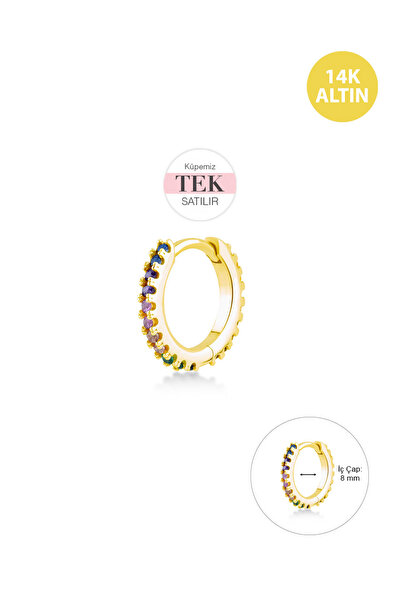KURSHUNI Tamtur Helix Hoop 8,0 mm (18 Gauge), 14 AyarAltın Kıkırdak Küpe/Pier...