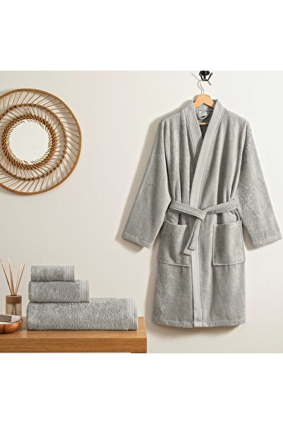 Linens Cozy Bamboo S/M Bathrobe Dark Gray