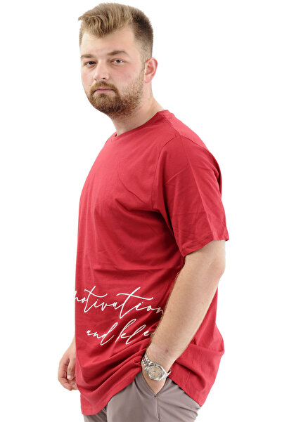 ModeXL Belief U24085 Claret Red Men's Cotton T-shirt - Soft Texture, King Size