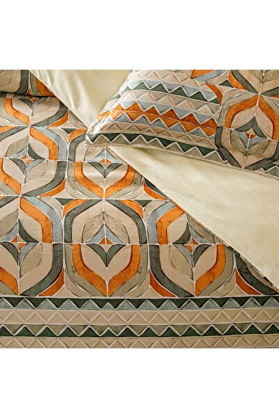 Linens Fresnel Cotton Satin King Duvet Cover Set Orange