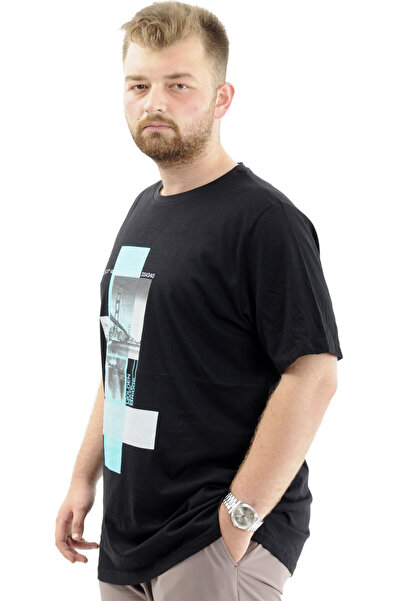 ModeXL Men's Cotton T-shirt - Oversize, Soft Texture, Printed Francisco U24086 Black