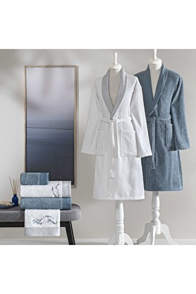 Taç Vera Pure Cotton Cotton Family Set White Blue