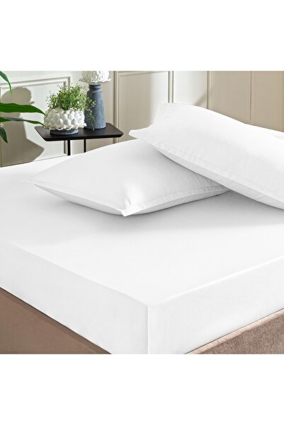 Taç White Satin Double Sheet Set - Color Dreams