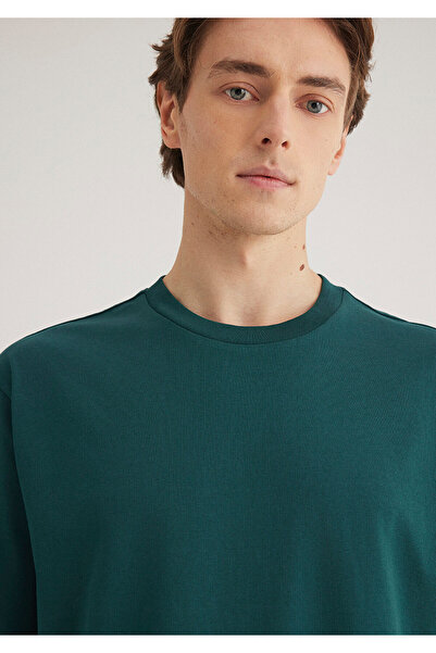 Mavi Green Basic T-Shirt with Label Detail Loose Fit / Loose Relaxed Cut 0611824 -87831
