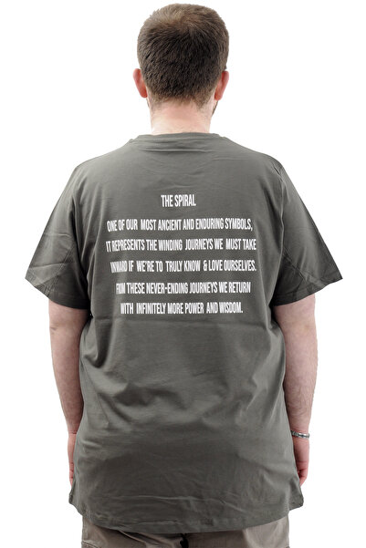 ModeXL Men's Khaki Color Mode XL Large Size T-Shirt - Crew Neck, Printed Cotton T-Shirt SPIRAL U24065
