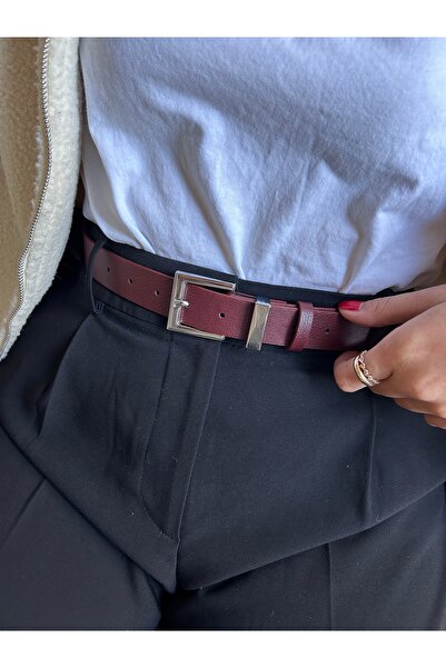 LİA KEMER حزام نسائي كلاسيكي مربع الشكل من نوت، حزام فضي بإبزيم، حزام للسترة،...