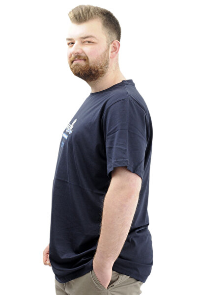 ModeXL Ανδρικό T-Shirt - Mode XL, Μεγάλο μέγεθος, Λαιμόκοψη, Εκτύπωση FRESH U24059 Navy