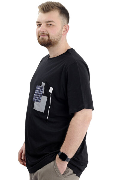 ModeXL Men's Crew Neck Printed T-Shirt - Mode XL, Plus Size, Black GARNILI U24045