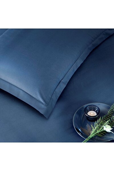 Taç Basic Satin Double Duvet Cover Set Navy Blue