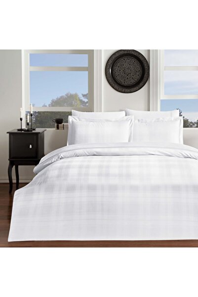 Taç Carly Jacquard Double Duvet Cover Set White
